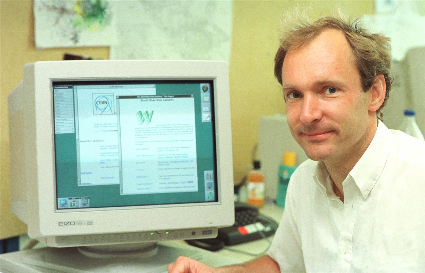 Tim Berners-Lee using a computer